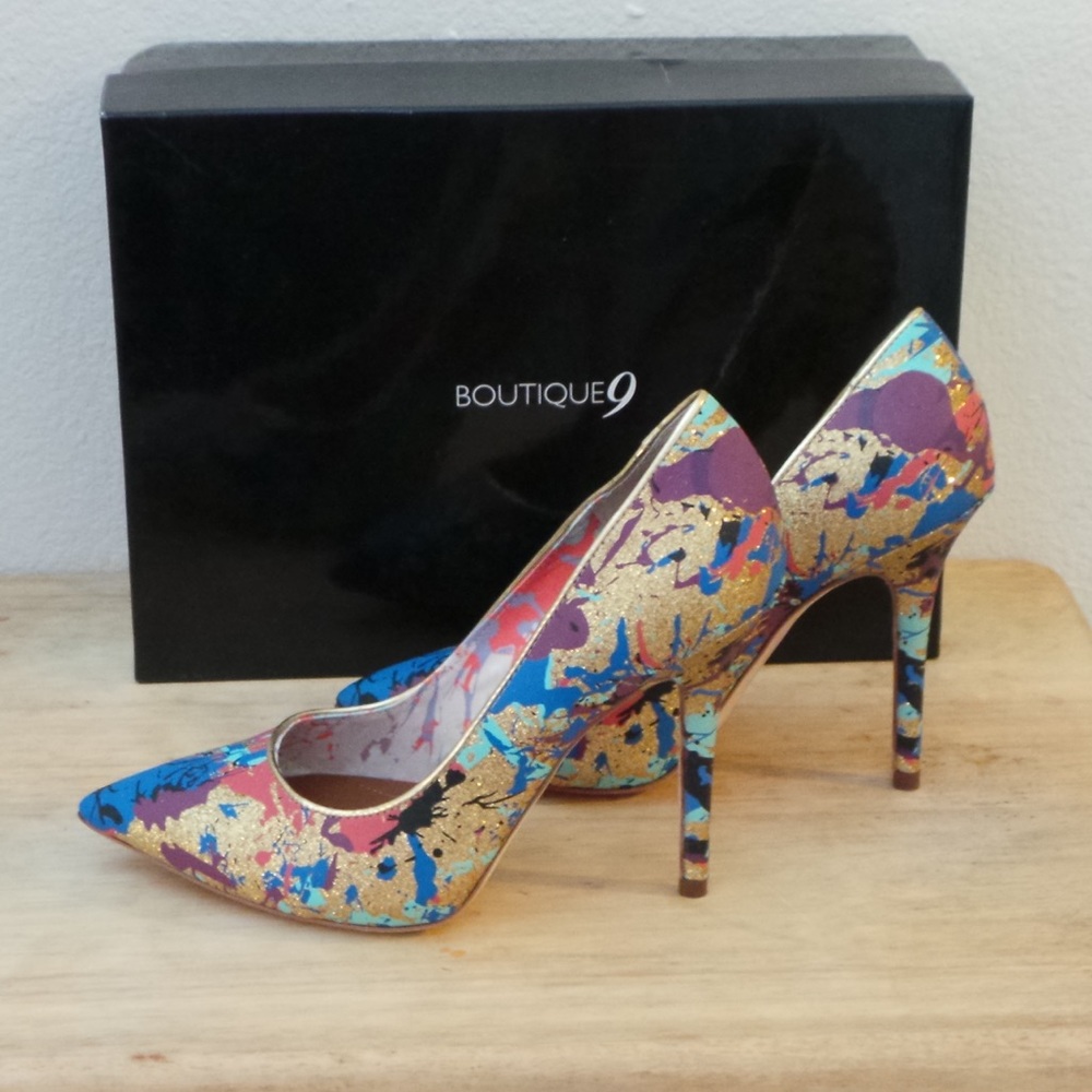 Sally Splatter Paint Pointy Toe Pumps BRAND NEW