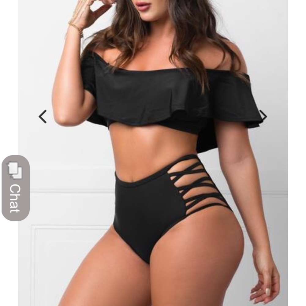 NWT Crystal Beach Black Two Piece Swimsuit