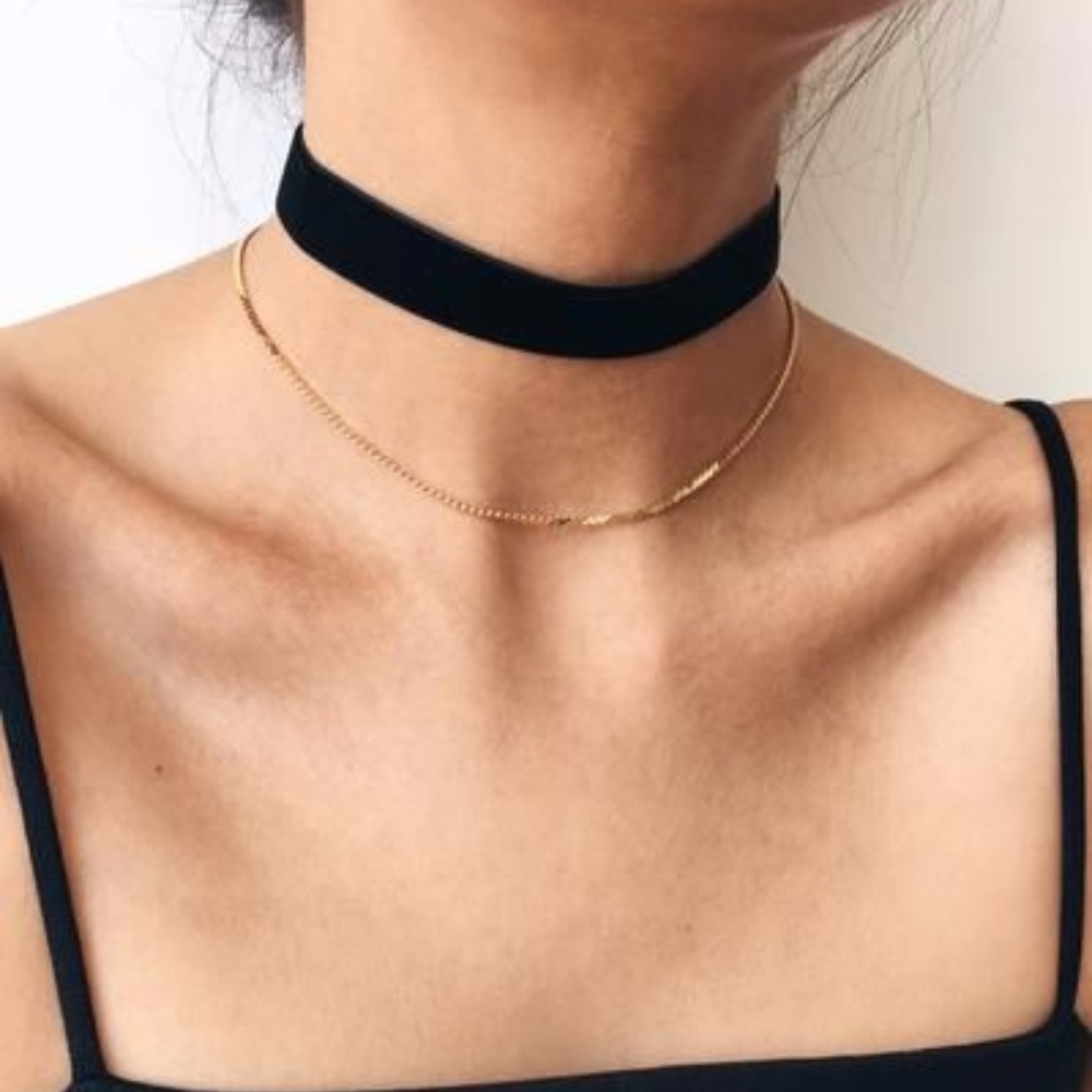 NWT Black Vegan Leather Choker Wide Necklace