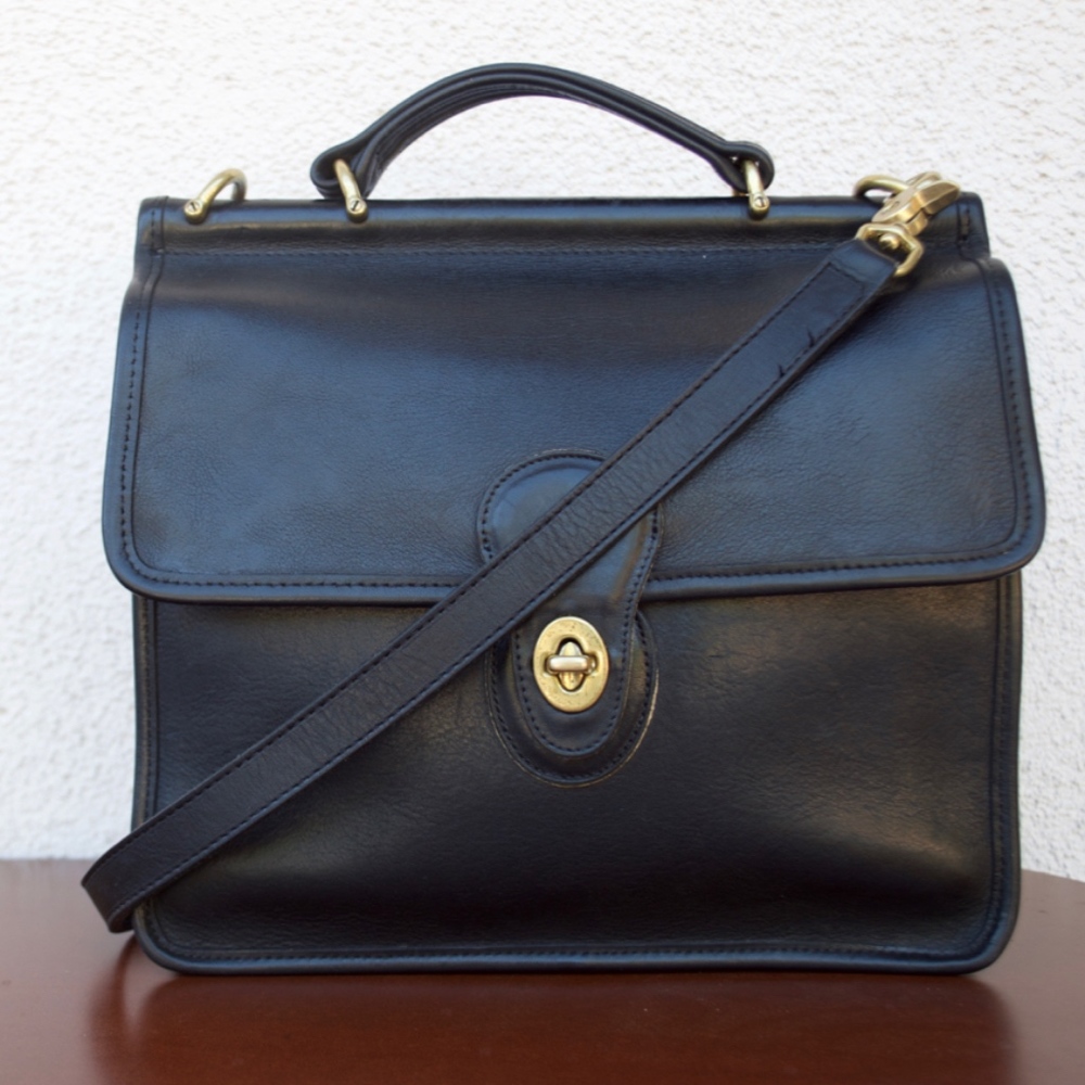 Vintage Coach Willis Black Crossbody Satchel EUC