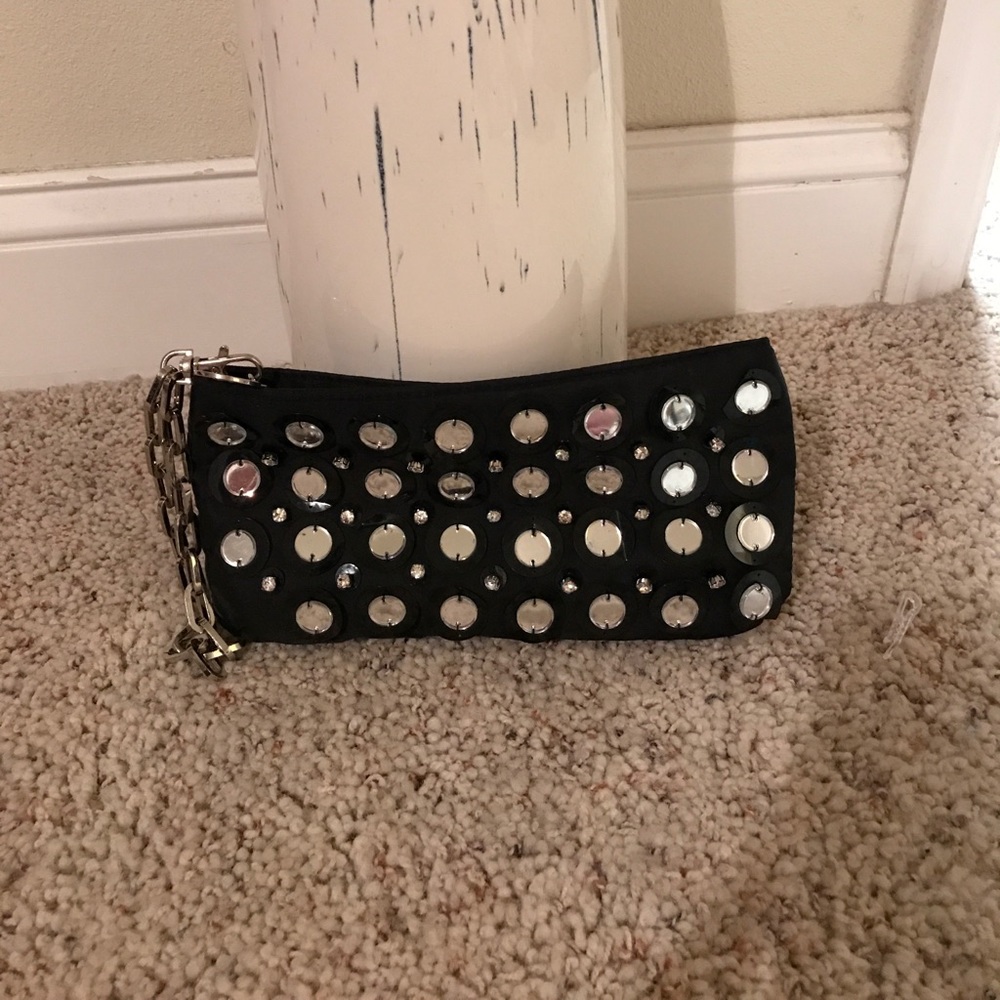 Black Satin Tory Burch Wristlet