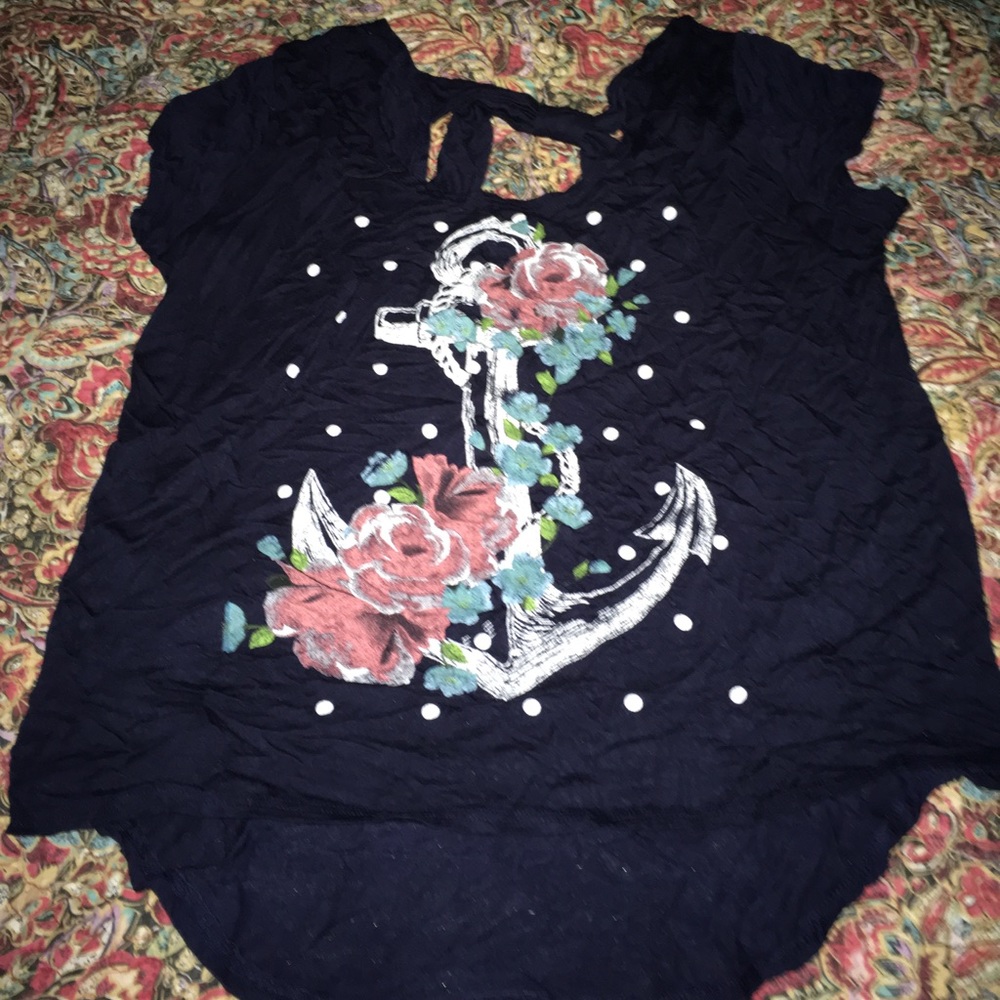 Navy blue shirt With rose