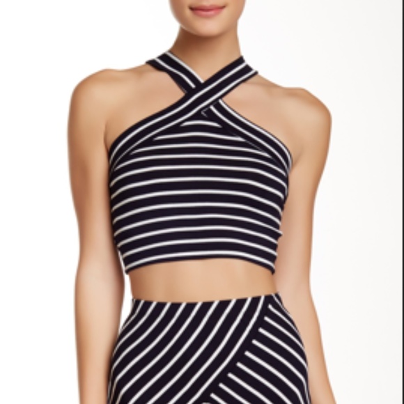 Socialite Striped Bodycon Midi Skirt and Tip set - Picture 3 of 7