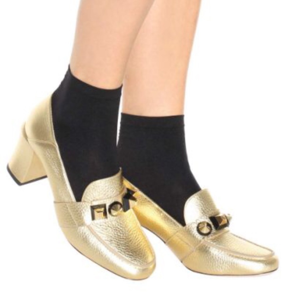Authentic Fendi metallic gold pump