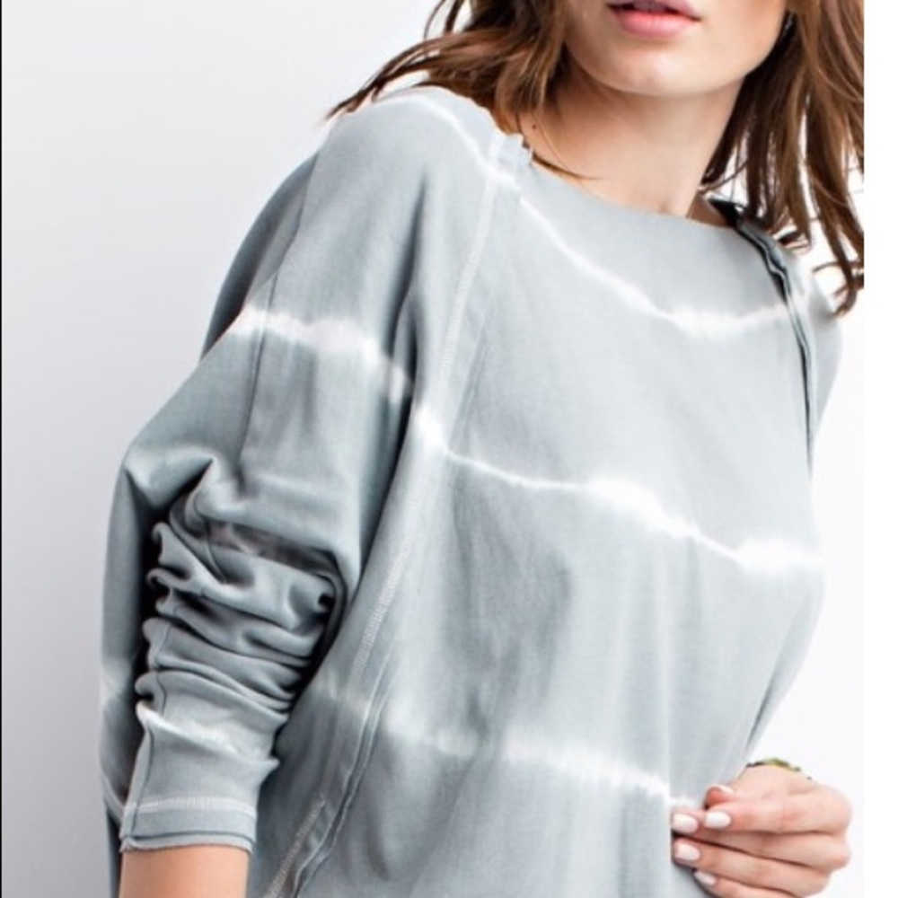 Faded Olive Tie Dye Oversized Loose Top - Picture 4 of 5