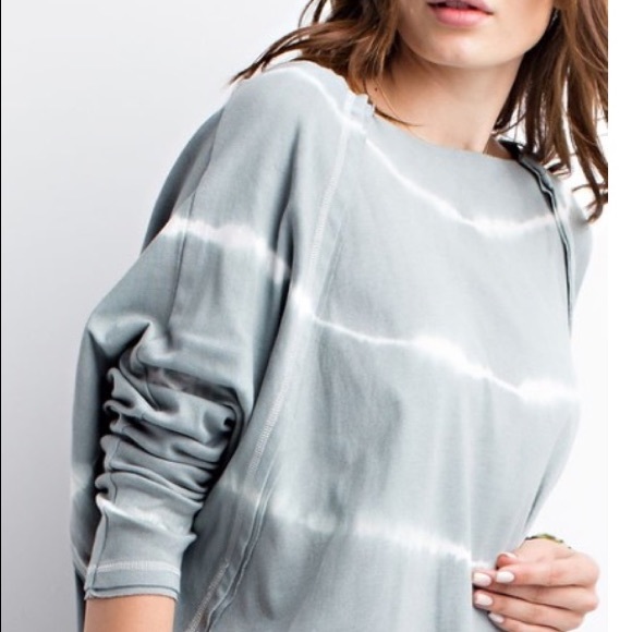 Faded Olive Tie Dye Oversized Loose Top - Picture 4 of 5