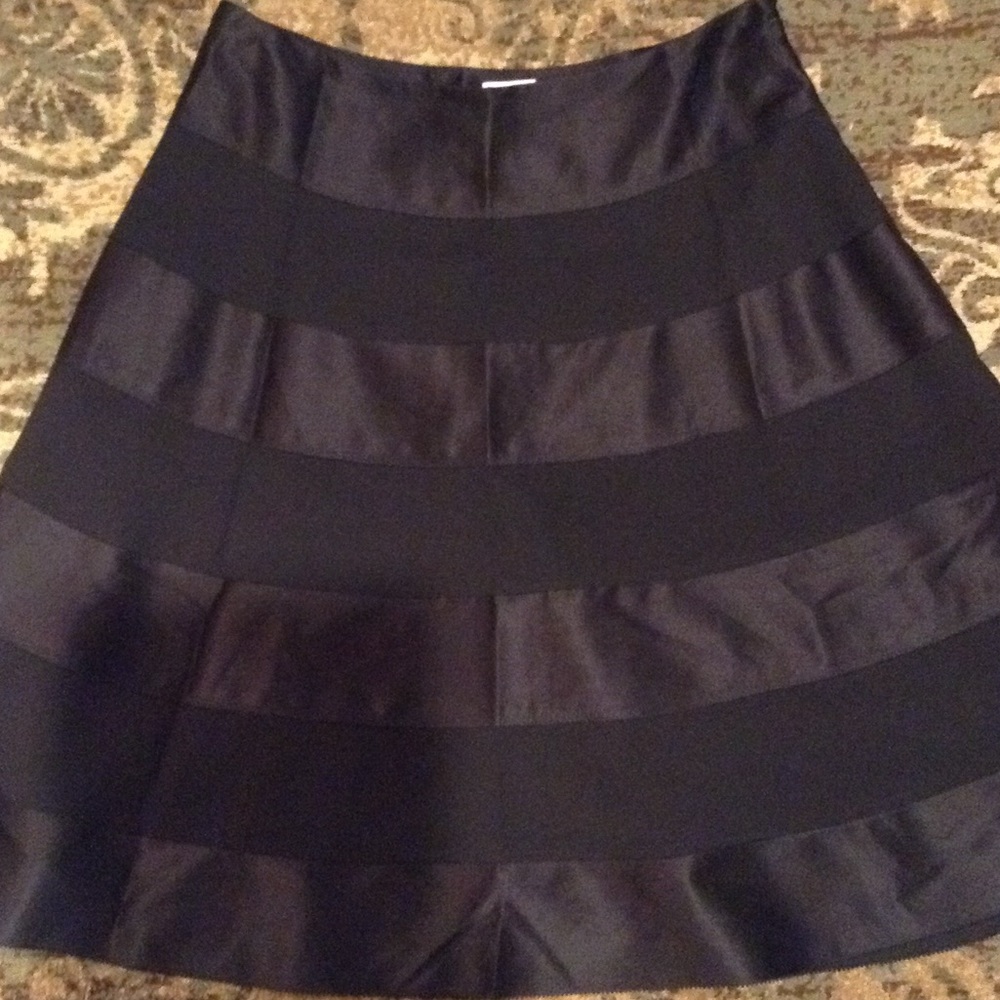 Cache Black on Black Striped A Line Skirt