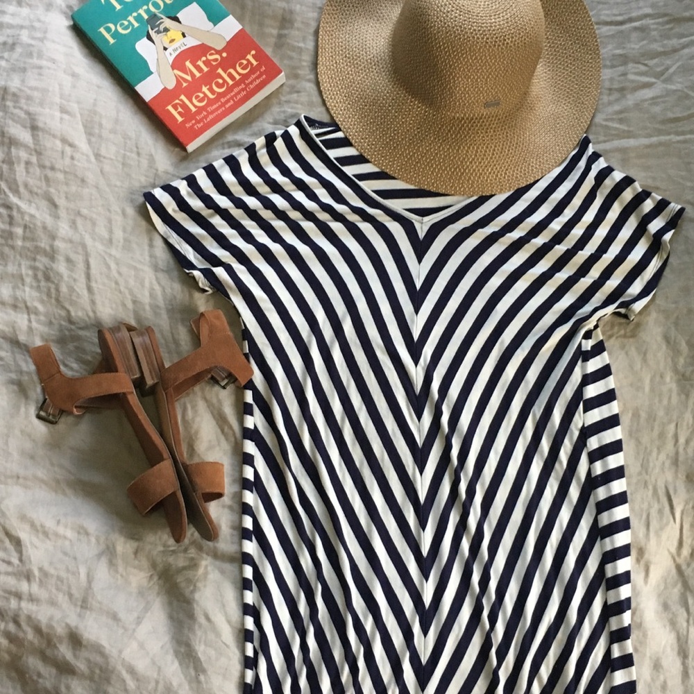 Navy and White Striped Dress