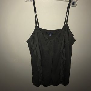 American Eagle dark gray ruffled tank top