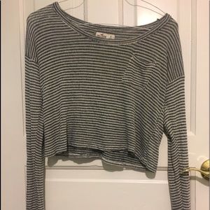 Hollister Navy Blue and White Striped Long Sleeve