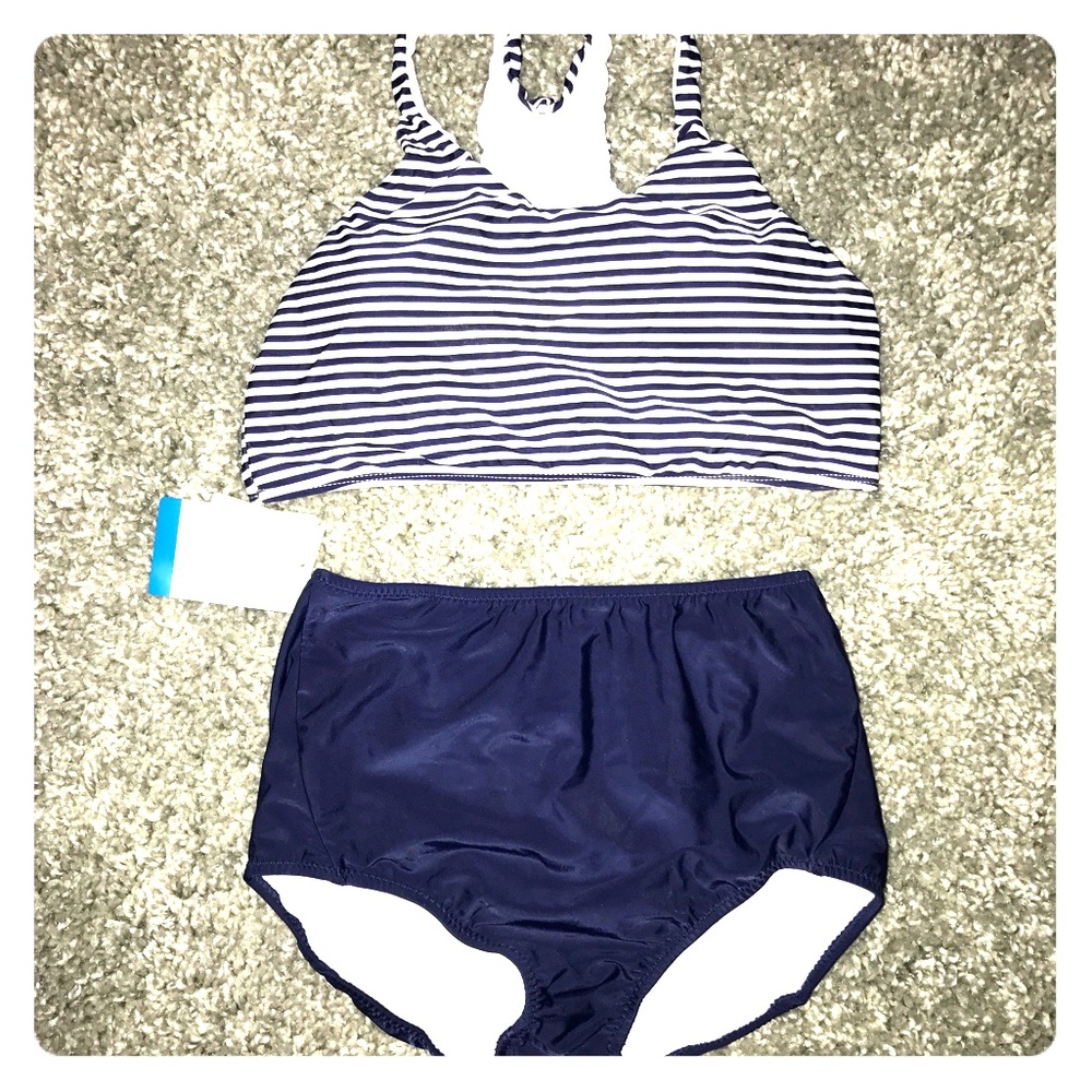 Vintage high neck, high waisted swim suit