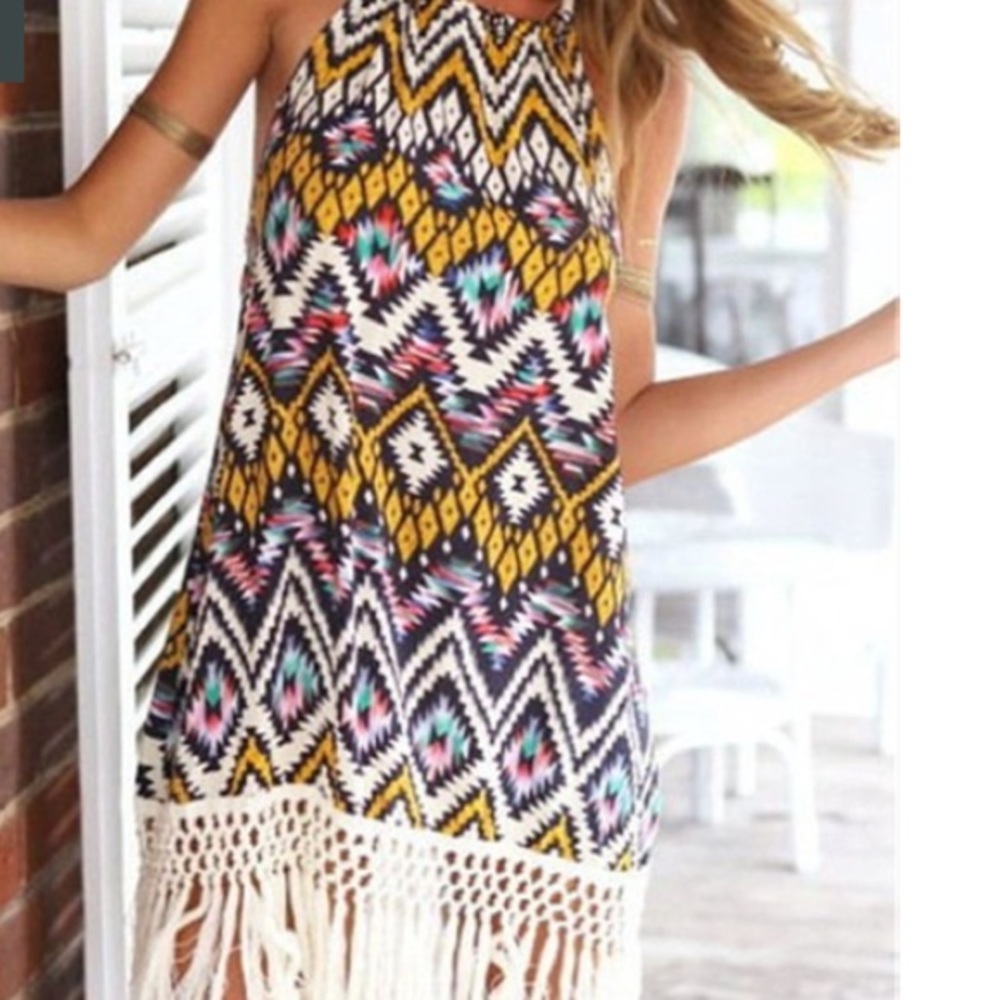 Tribal print halter sundress XS