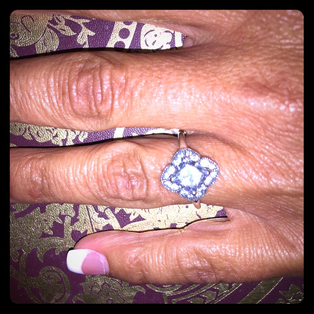 Crystalized Floral Fancy Ring, Clear CZ