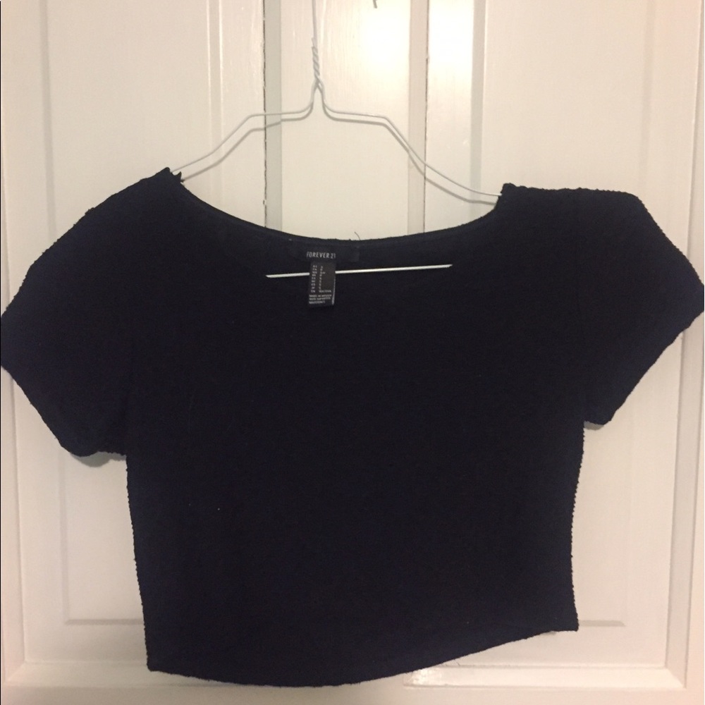 Forever 21 Black Textured Crop Top