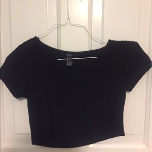 Forever 21 Black Textured Crop Top