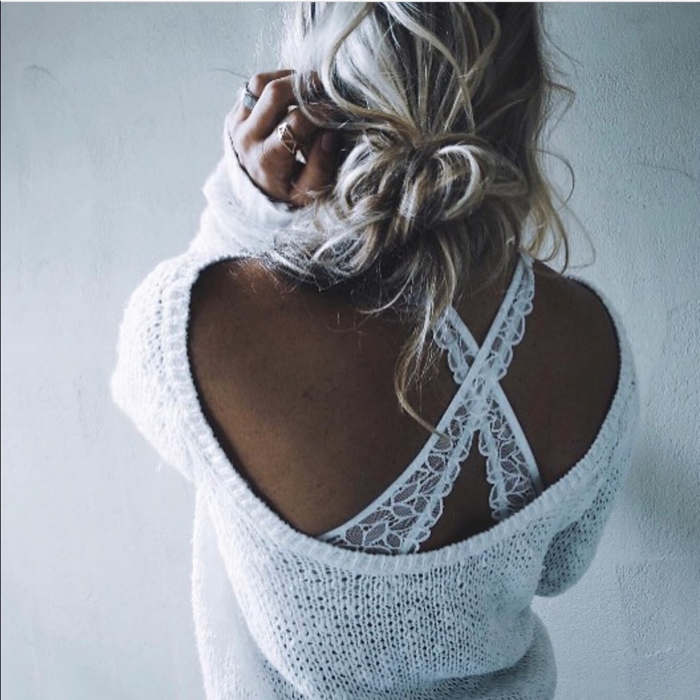 high neck cross back black aerie bralette