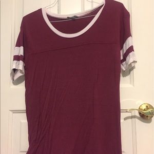 American Eagle Burgundy Baseball Tee