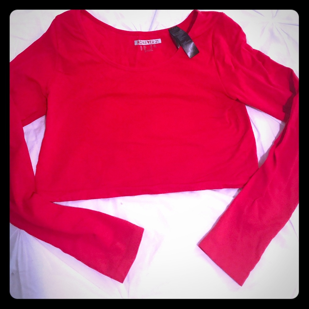 Red stretchy crop top F21