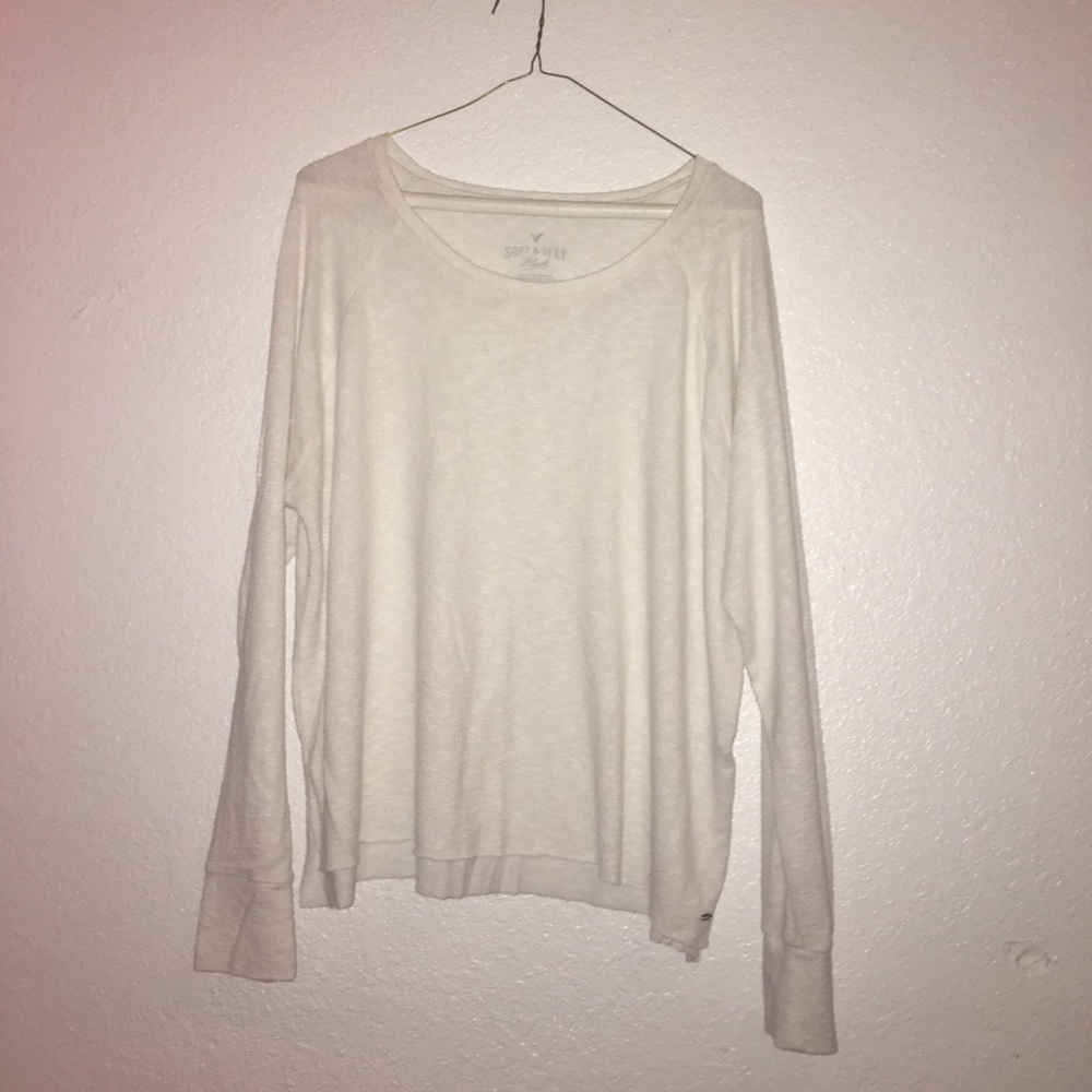 White long sleeve soft & sexy top from AE