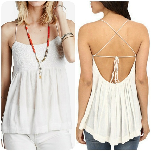 Free People Tops - NWT free people blackbird embroidered babydoll top