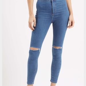 Topshop distressed blue skinny jeans