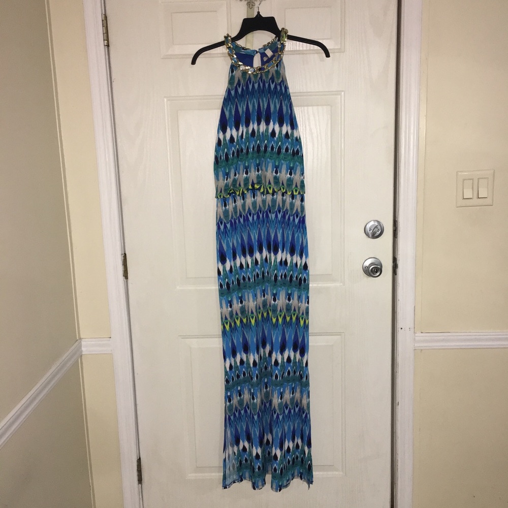 Dress Barn Halter Maxi Blouson Long Dreas