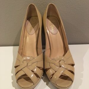 Cole Haan nude patent leather pumps