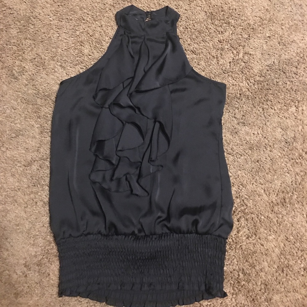 Black ruffle blouse