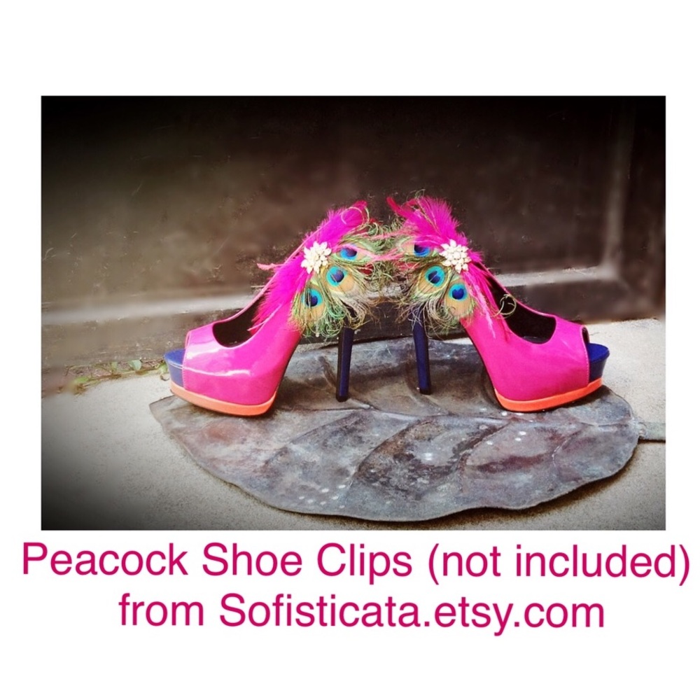 Charlotte Russe Fuchsia Platform Peep-toe Heels - Picture 6 of 8