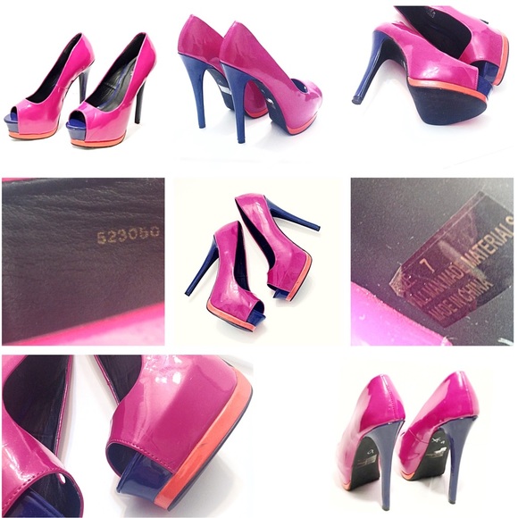 Charlotte Russe Fuchsia Platform Peep-toe Heels - Picture 3 of 8