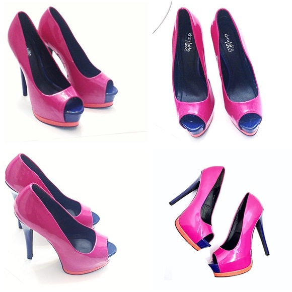 Charlotte Russe Fuchsia Platform Peep-toe Heels - Picture 4 of 8
