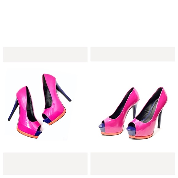 Charlotte Russe Fuchsia Platform Peep-toe Heels - Picture 2 of 8