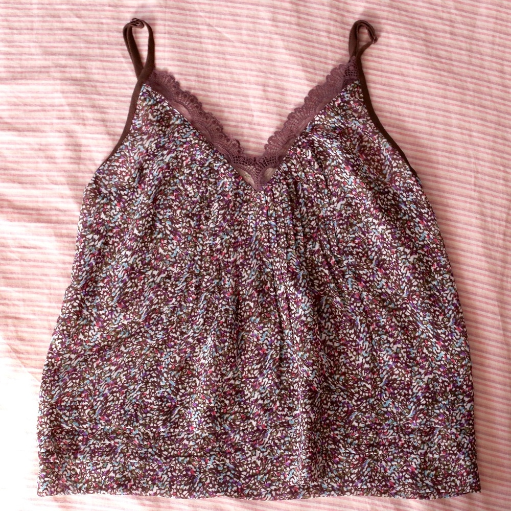 UO Spaghetti Strap Multicolor Print Camisole Top