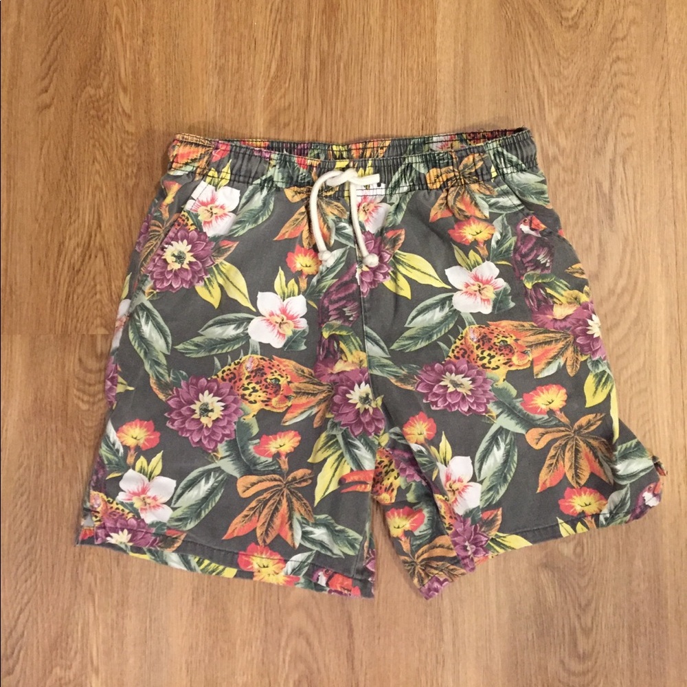 Topman floral men's shorts with leopard!