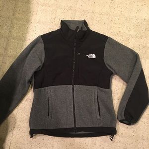 Black and grey north face jacket
