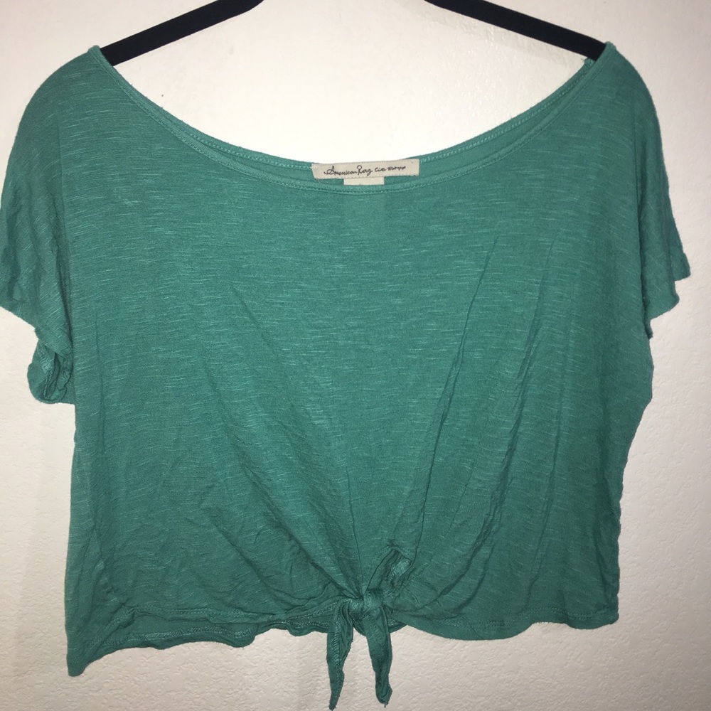 American Rag green crop top with a tie