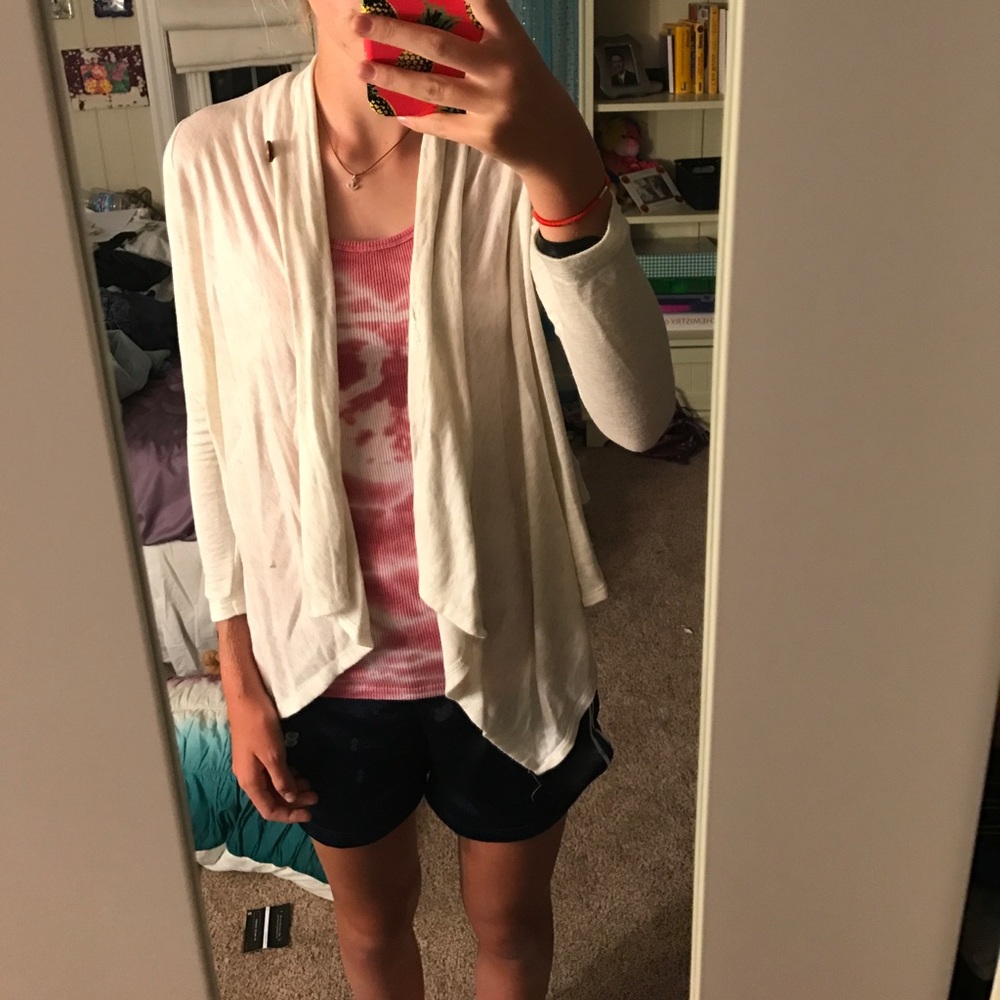 Cream Irregular Buttoned Sweater