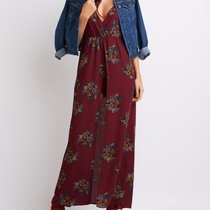 Burgundy Charlotte Russe Maxi Jumpsuit/ Romper