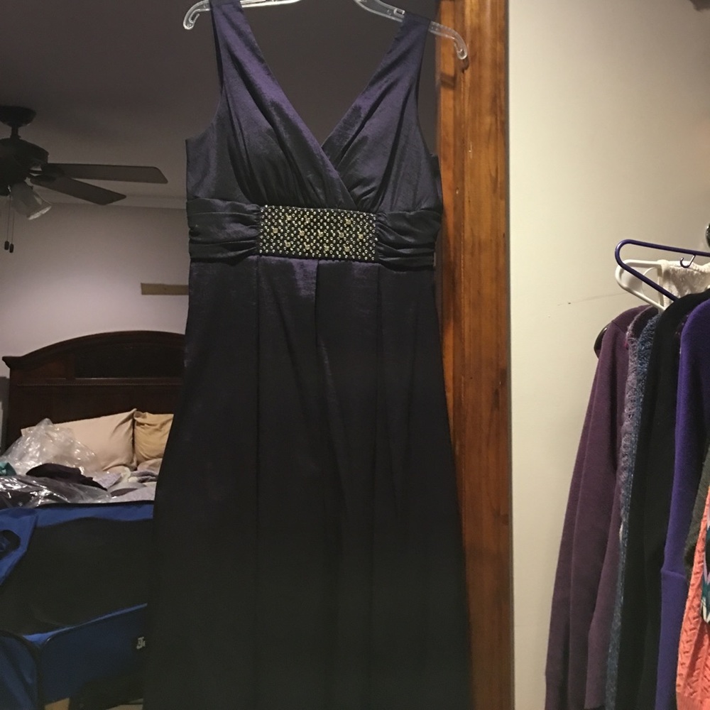 Purple formal tea length dress from David bridal