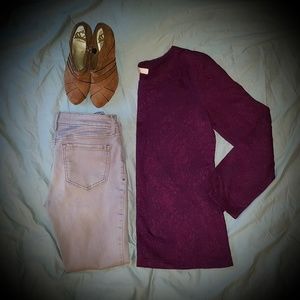 LOFT Purple Lace Top