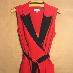 Red Calvin Klein Trenchcoat Dress