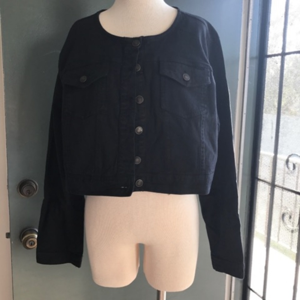 Black Denim Crop Jacket
