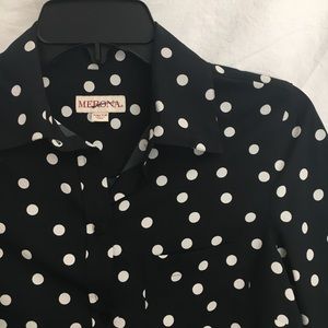 NWOT MERONA Polka Dot Button Up
