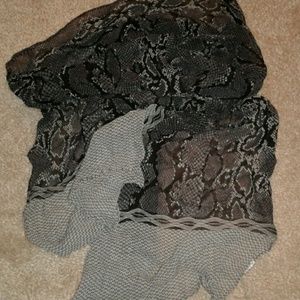 Anne Klein scarf - black and gray snakeskin print