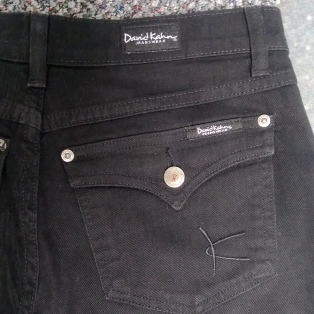 David Kahn Black Flap Pocket Flare Jeans
