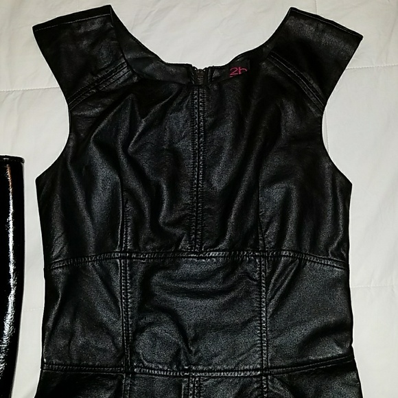 beautiful midi leather like block dress - Picture 2 of 5