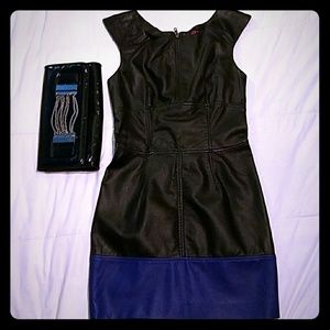 beautiful midi leather like block dress