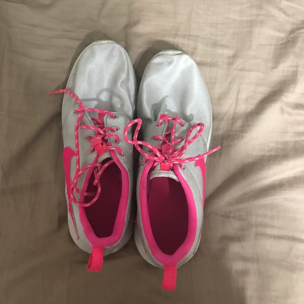 Pink and silver roshe