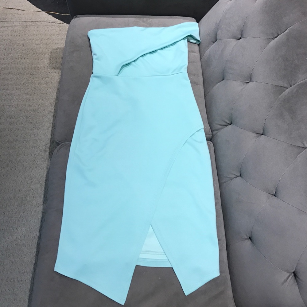 New ASOS one-shoulder sea foam green midi dress