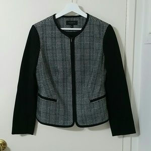 NWT! Talbots black & white check zip up jacket